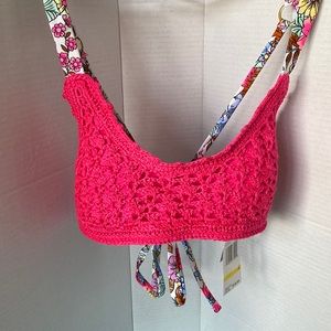 California Waves Raspberry Juniors' Crochet Bralette Swim Top